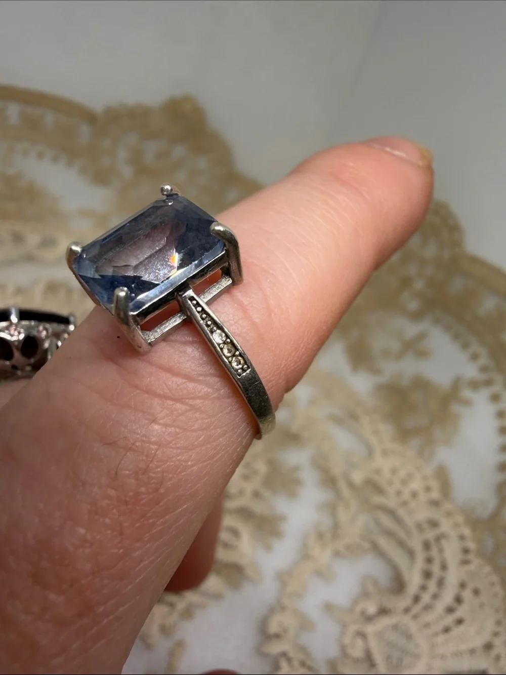 Vintage 4ct Genuine Tanzanite 925 Ring Sz 8.5 Old Hollywood Estate Old Money
